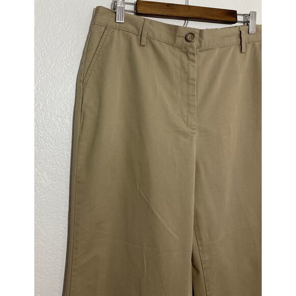 VTG Lands' End Sz 14 Brown Khaki Wide Leg Capri Side Button Elastic Waist Casual - Picture 2 of 7